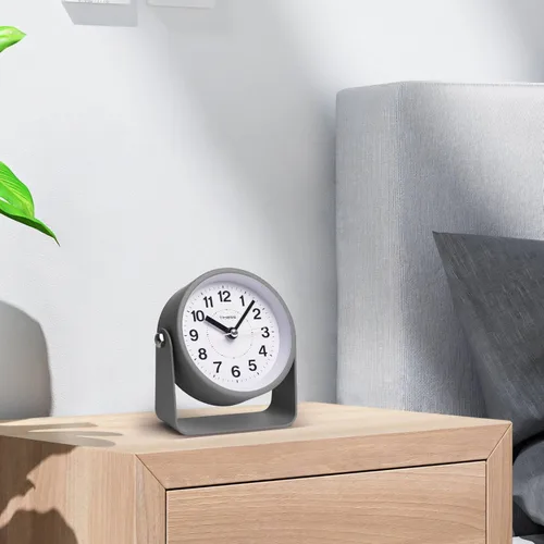 Miniatura 7 de Reloj de alarma analógico, silencioso, de movimiento de cuarzo sin tictac, funciona con pilas, con función de repetición y luz bajo demanda, fácil