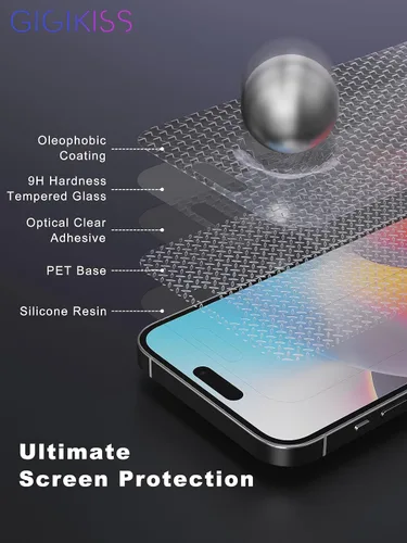 Miniatura 4 de GIGIKISS Protector de pantalla de privacidad compatible con iPhone 15 Plus de 6.7 pulgadas, protector de pantalla de vidrio templado HD antiespía
