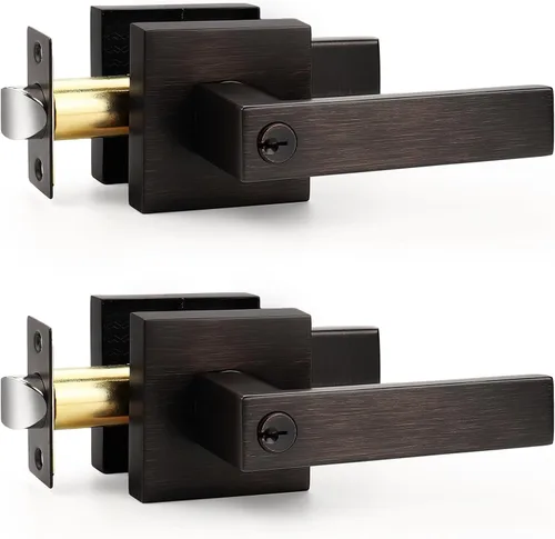 Miniatura 134 de Probrico Paquete de 4 manijas de puerta simuladas en negro mate, manijas interiores que no giran, manijas reversibles resistentes para interiores