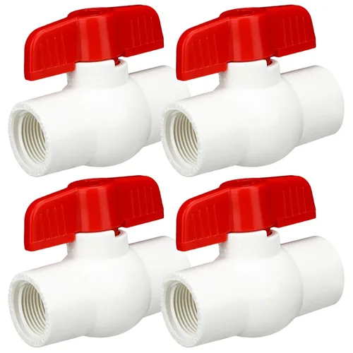 Miniatura 8 de Hiboom SCH40 NPT - 4 válvulas de bola de PVC de 1/2 pulgada, válvula de bola de cierre con mango en T para proyecto de agua, roscada con mango fácil