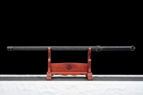 Miniatura 2 de JIHPENsword, espada shikomizue japonesa hecha a mano, hoja negra de espiga completa con vaina, 41 pulgadas