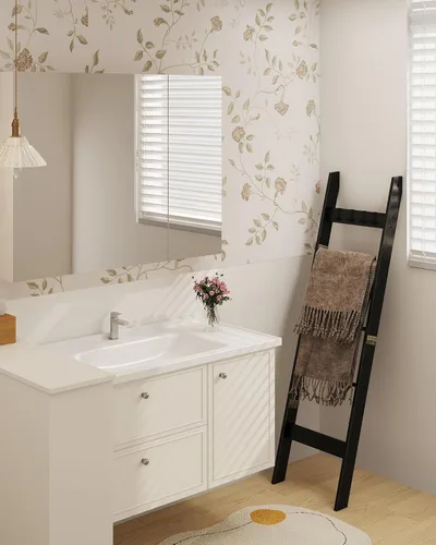 Miniatura 5 de Hzuaneri Escalera para manta para sala de estar, estante decorativo para edredón con 4 ganchos extraíbles, 5 niveles de soporte de escalera de Negro