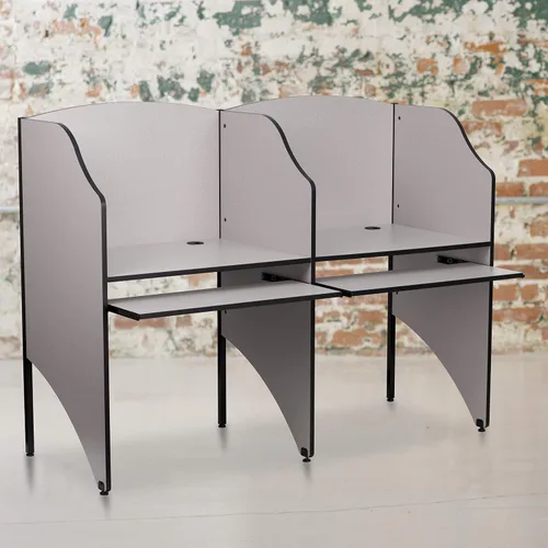Miniatura 2 de Flash Furniture Jordan - Carrel de estudio complementario en acabado gris nebulosa