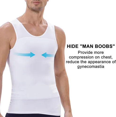Miniatura 4 de Lgtfy Mens Gynecomastia Compression Shirts, Slimming Body Shaper Tank Top, Tummy Control Undershirts - Change in Seconds