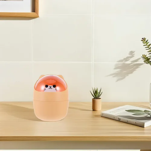 Miniatura 3 de Homoyoyo Mini cubo de basura kawaii con diseño de oso lindo, estilo nórdico, mini bote de basura con tapa para oficina, dormitorio, uso