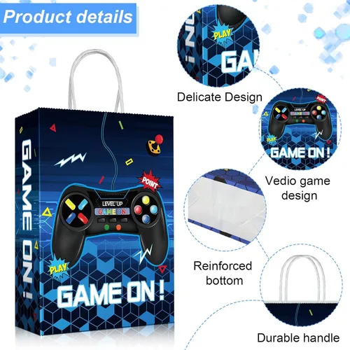 Miniatura 3 de Clabby 16 bolsas para jugadores, recuerdos de fiesta de videojuegos, bolsas de regalo con asa para niños, decoración de fiesta de cumpleaños
