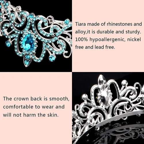 Miniatura 6 de COCIDE Tiara Crowns - Diadema de cristal con diamantes de imitación, corona de princesa con peines, diadema de novia, boda, graduación, fiesta de TG