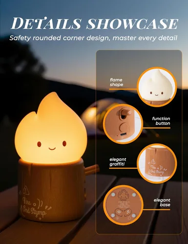Miniatura 7 de 3 piezas de kits de luz nocturna acogedora de fogata, sonidos relajantes de la naturaleza, luz nocturna de ruido blanco para bebés y adultos