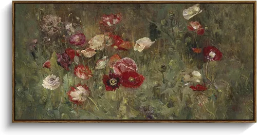 InSimSea Arte de pared vintage enmarcado extra grande, decoración de sala de estar de granja campestre, pinturas botánicas de flores, impresiones en