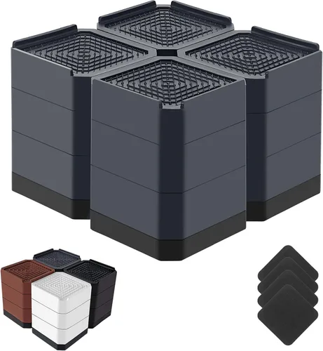 Miniatura 9 de Elevadores de cama resistentes, bloques elevadores de muebles ajustables de 1.5, 3, 4.3 pulgadas para patas de sofá, mesa, escritorio, refrigerador