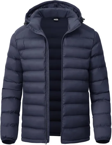 Miniatura 11 de YSENTO Men's Down Alternative Jackets Lightweight Water-Resistant Winter Insulated Puffer Coat Detachable Hood