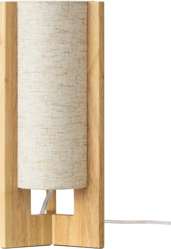 Miniatura 8 de EDISHINE Lámpara de mesa pequeña de madera, lámpara de noche moderna de 13.5 pulgadas, pantalla de lino beige, lámpara cilíndrica de madera natural