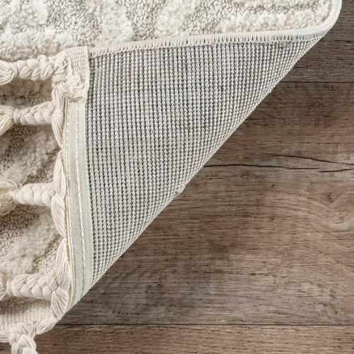 Miniatura 5 de Rugs USA Balboa Beige, 6 pies 7 pulgadas x 9 pies, azulejo texturizado, borla, suave y acogedor, alto tráfico, resistente a las manchas, fácil