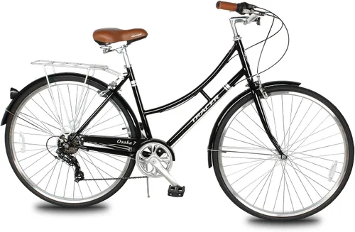 Miniatura 9 de Tracer Osaka - Bicicletas híbridas, marco de acero, Shimano Nexus Inter 3/7 velocidades, agarre marrón asiento marrón, bicicleta de carretera, Rojo