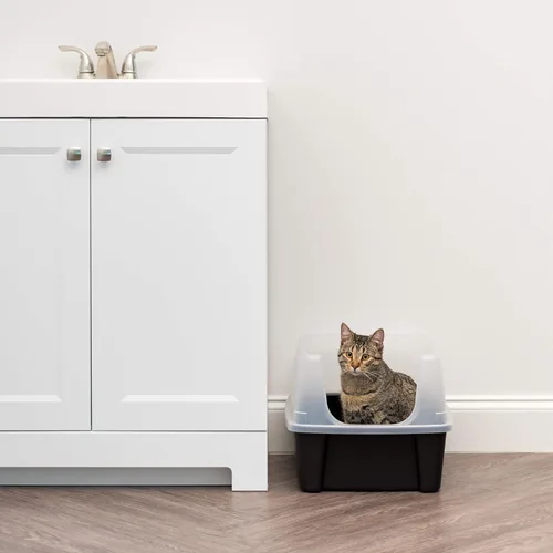 Miniatura 6 de IRIS USA Caja de Arena Grande para Gatos con Escudo Contra Dispersión y Pala, Bandeja de Arena para Gatos de Lados Altos con Parte Superior Abierta