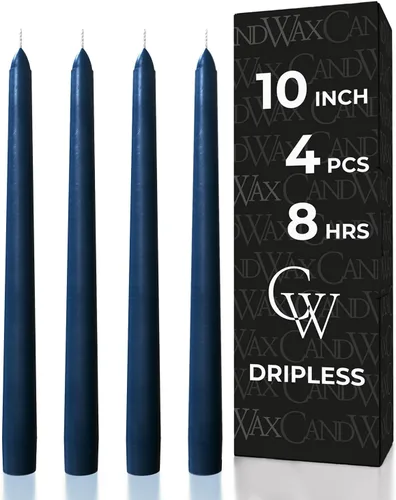 Miniatura 89 de CANDWAX Paquete de 4 velas cónicas blancas, sin goteo, de combustión lenta, sin perfume, de 12 pulgadas, ideales para mesa de comedor, candelabros