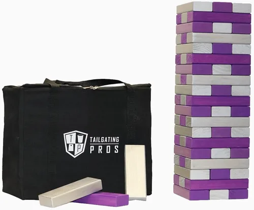 Miniatura 32 de Tailgating Pros Maderas Gigantes Premium que se Derrumban con Estuche de Transporte – ¡Elige los Colores de tu Equipo! Juego Gigante para Patio al