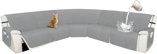 Miniatura 34 de Arfntevss Fundas de sofá modular reclinable, 100% impermeable, en forma de L, para sillón reclinable en forma de L, funda seccional lavable