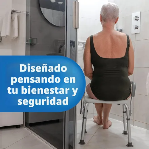 Miniatura 2 de Medline - Silla de ducha con asiento y reposabrazos acolchados y respaldo, taburete de ducha resistente para bañera, asiento de ducha antideslizante