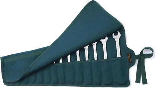 Miniatura 8 de Bolsa de herramientas, juego de llaves de lona encerada duradera, bolsas enrollables multiusos con correa (26.5 x 12.5 pulgadas, negro)