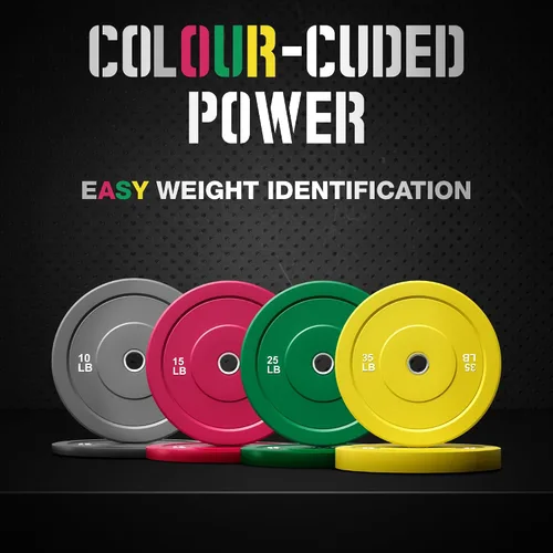 Miniatura 6 de Discos de Peso con Parachoques de Colores Discos de Peso Olímpicos de 2 Pulgadas, Juego de Discos de Peso de Goma de 10/15/25/35 lb