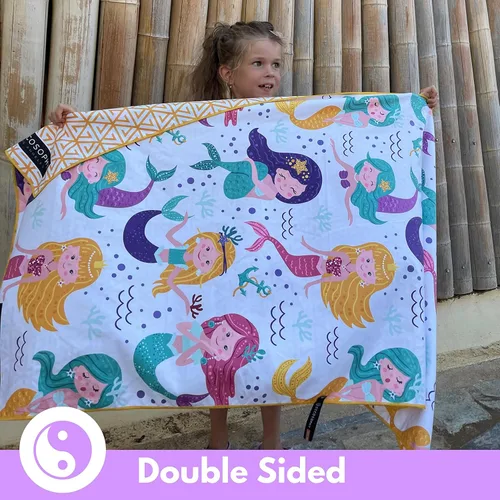 Miniatura 6 de ECCOSOPHY Toallas de playa y bolsa de microfibra para niños de 60 x 30 pulgadas para niñas y niños - Toallas de piscina de secado rápido - Manta