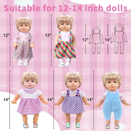 Miniatura 2 de Alive - Ropa de muñeca de bebé, 9 juegos de ropa de muñeca para muñecas de 10, 11 y 12 pulgadas, accesorios para muñeca bebé, bonita tela hecha a
