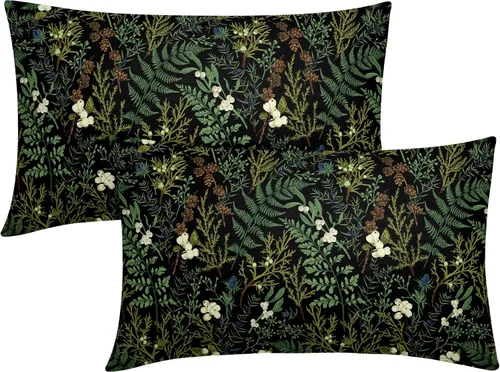 Miniatura 53 de Juego de 2 fundas de almohada de plantas verdes de 18 x 18 pulgadas, diseño de hojas de helecho botánico verde salvia, primavera, verano, vintage