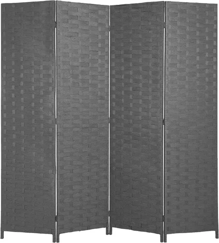 Miniatura 17 de Divisor de habitación Pantalla de madera de 4 paneles de malla de madera, diseño tejido de malla de madera, divisor de pantalla de habitación