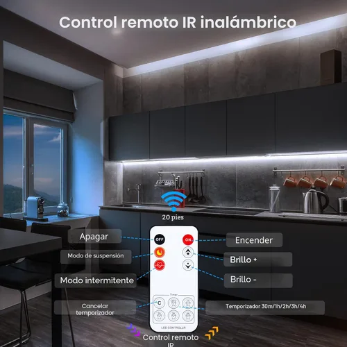 Miniatura 4 de Maylit Luces para debajo del gabinete enchufables, 3 piezas de iluminación ultra fina de 12 pulgadas para debajo del gabinete, luces súper Luz