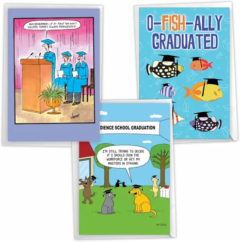 Miniatura 9 de Paquete de NobleWorks de 3 tarjetas de graduación hilarantes (Graduado) con sobres (1 diseño, 3 cada una) Dragón Graduado C3557GDG-C3x1