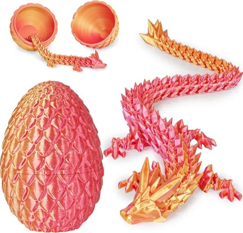 Miniatura 14 de Huevos de dragón pequeños con dragón en el interior, regalos divertidos sorpresa impresos en 3D para niños, juguetes fidget articulados de dragón Oro