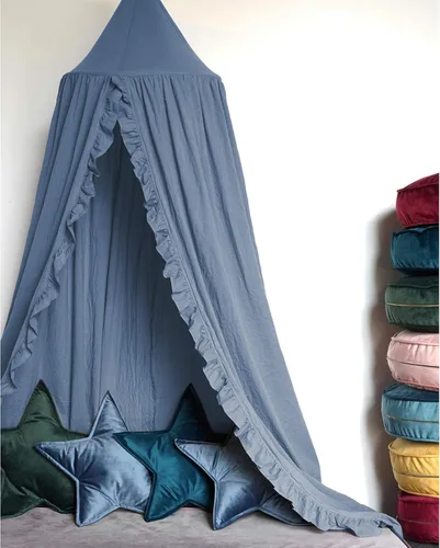 Miniatura 11 de Dosel de Cama con Volantes Rincón de Lectura Tienda de Juego para Niños Boho Red Colgante Decoración de Cuarto de Juegos (Beige)