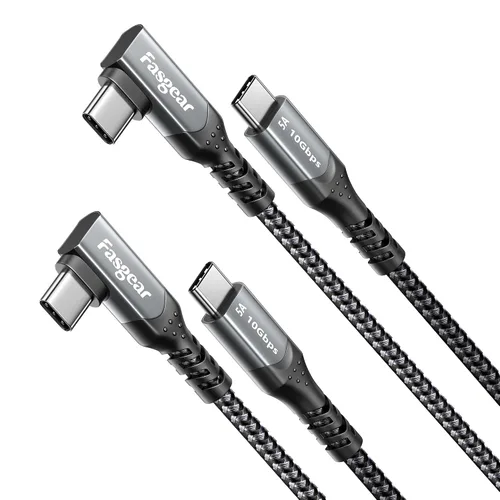 Miniatura 9 de Fasgear Cable USB C a USB C 3.1 Gen 2 de 1,8 m, tipo C de 90 grados, cable de 100 W, salida de video 4K a 60 Hz, cable de carga de 5 A compatible 1