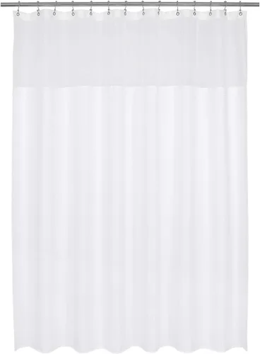 Miniatura 7 de Barossa Design Cortina de ducha de tela extragrande con ventana transparente de 96 x 96 pulgadas, tejido gofre, grado hotelero, 230 GSM, repelente