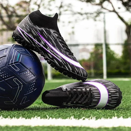 Miniatura 8 de UYO Tacos de fútbol para hombre, zapatos de fútbol AGFG High-Tops con cordones antideslizantes