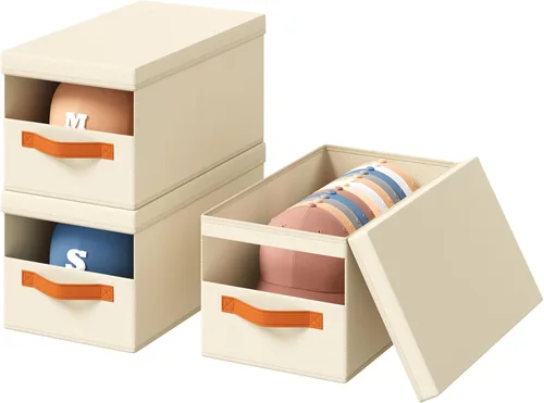 Miniatura 15 de Homsorout Organizador de sombreros para gorras de béisbol, paquete de 3 cajas de almacenamiento extraíbles con ventana transparente, soporte