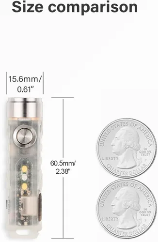 Miniatura 4 de RovyVon Aurora A5-G4 USB C - Linterna recargable con llavero de 6500 K, 650 lúmenes, linterna EDC de tamaño mini súper brillante, con 2 luces