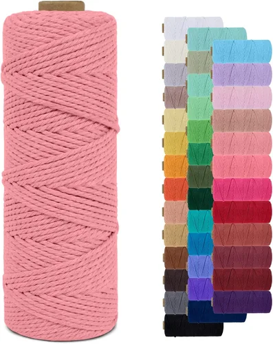 Miniatura 67 de Cuerda de macramé de 0.079 in para 219 yardas, cuerda de algodón natural para manualidades, hilo de cuerda de macramé de colores para colgar