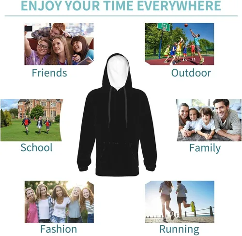 Miniatura 5 de NVERGUO Kid's Casual Graphic Hoodies Fashion Long Sleeve Drawstring Pullover Sweatshirt
