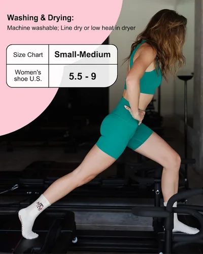 Miniatura 5 de Calcetines para Pilates para Mujeres, Lindas Calcetines de Agarre Antideslizantes de Manga Corta para Yoga, Barre, Hospital, Entrenamiento Descalzo