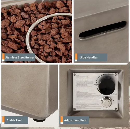 Miniatura 7 de HOMPUS Mesa cuadrada de propano para exteriores, mesa de fuego de 35 x 12 pulgadas, 50000 BTU con cubierta impermeable y piedra de fuego para patio