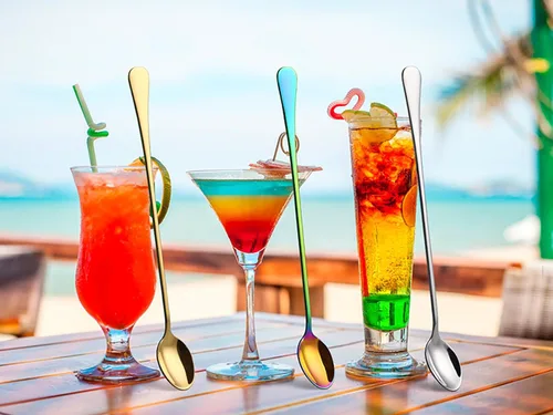 Miniatura 8 de dhrbsx Cuchara de té helado de mango largo, cucharas para mezclar cócteles, cucharas de café de acero inoxidable, cuchara para helado, juego de 8