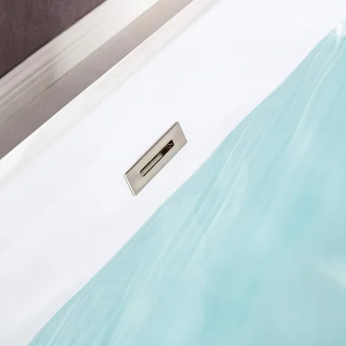 Miniatura 10 de WOODBRIDGE BTA1509 - Bañera independiente de acrílico de 59 pulgadas, bañera blanca de remojo contemporáneo con desbordamiento y drenaje de níquel