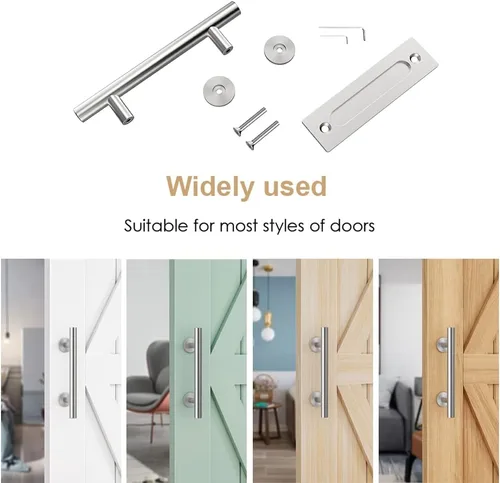 Miniatura 7 de WINSOON 1 paquete de 12 herrajes de manijas corredizas para puerta de granero con tirador empotrado de diseño de doble cara, kit de manijas