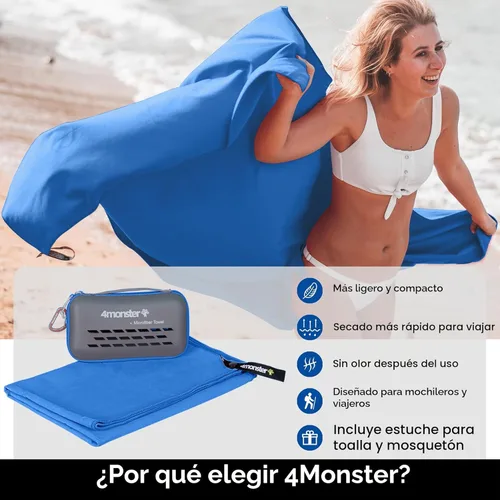 Miniatura 2 de 4Monster Toallas de camping súper absorbentes, toalla de viaje de microfibra de secado rápido, toalla de gimnasio ultra suave y compacta de secado