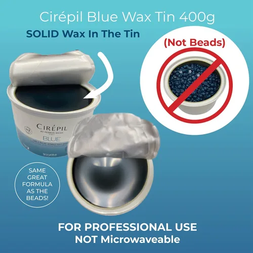 Miniatura 3 de Cirepil - Azul - Lata de cera dura de 400g / 14.11 oz - Cera para cara y cuerpo, sin fragancia y sin tiras necesarias - Perfecta para piel sensible