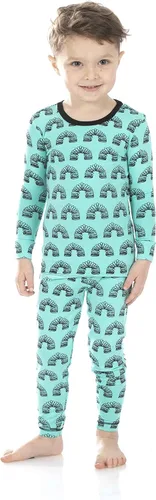 Miniatura 69 de KicKee Pants Conjunto de pijama de manga larga con estampado de piezas