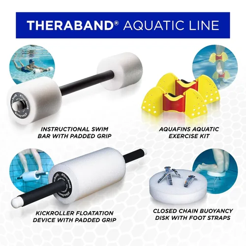 Miniatura 7 de Kit de Ejercicio Acuático THERABAND Aquafins para Entrenamiento de Resistencia en Agua para Parte Superior/Inferior del Cuerpo, Terapia Física