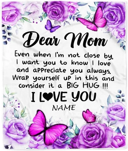 Miniatura 14 de Manta de vellón personalizada con texto en inglés «To My Mom», diseño de girasol de hija e hijo, carta de amor con texto en inglés «You are the